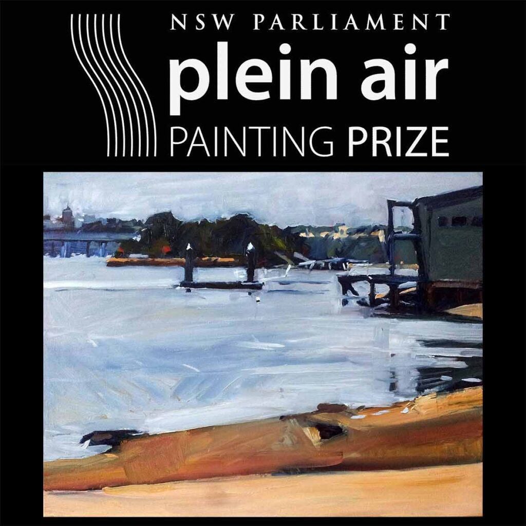 Ross Skinner, finalist in the 2014 annual NSW Parliament Plein Air Painting Prize for his painting Boathouse and Rodd Island