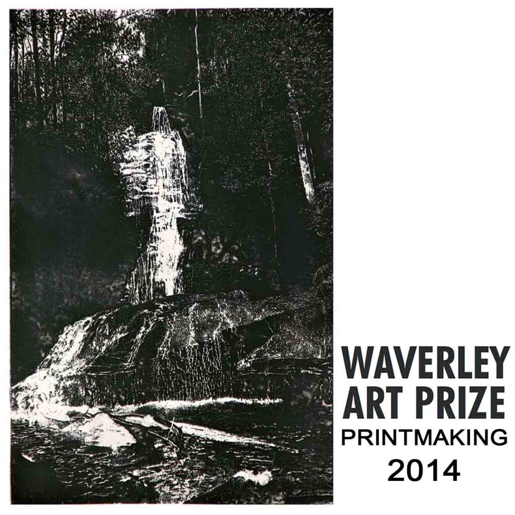 Graham Marchant, Winner of the Waverly Art Prize for Printmaking for his etching 'Empress Falls'.