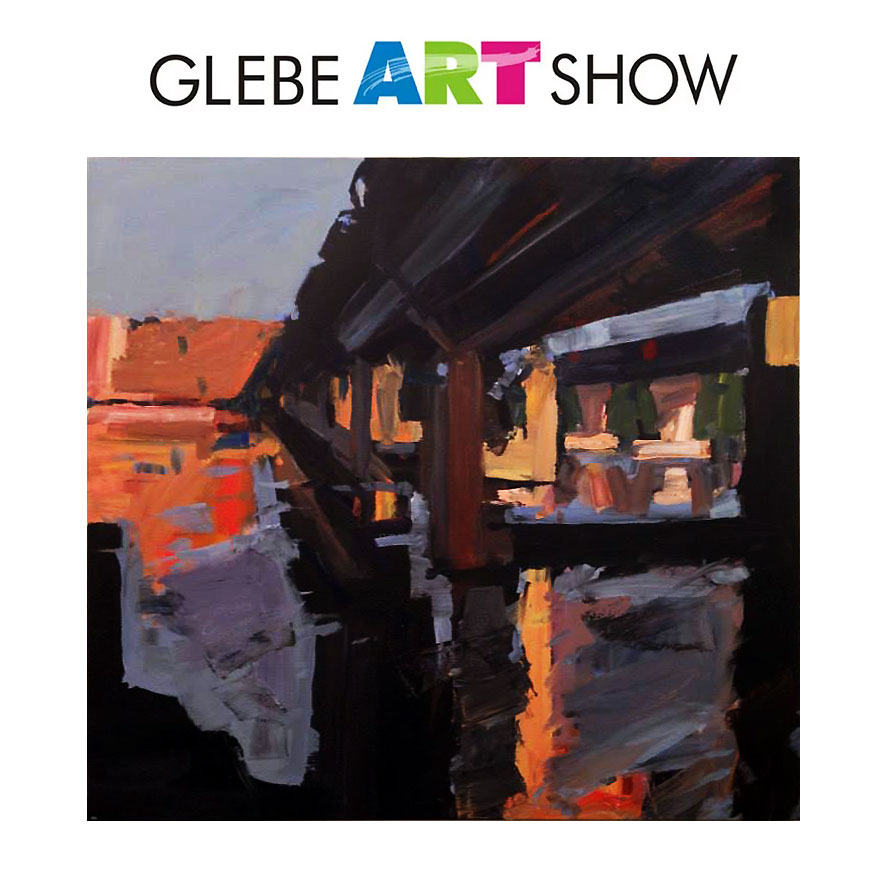 Ross Skinner, winner of the Open Award, 2014 Glebe Art Prize for his painting Birkenhead Wharf and Bridges, Late Afternoon