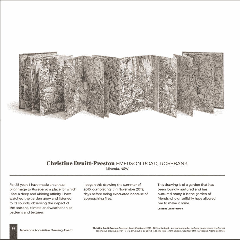 Christine Druitt Preston | Artist Book | Emerson Road- Rosebank | Finalist | 2020 Jacaranda Acquisitive Drawing Award (JADA) | Grafton Regional Gallery