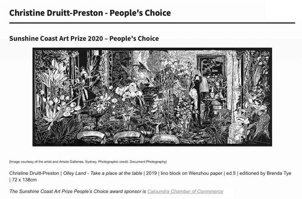 Christine Druitt Preston | 2020 Peoples Choice Award | Sunshine Coast Art Prize 2020 | Caloundra Regional Gallery