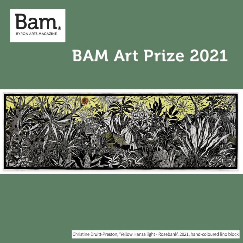 Christine Druitt Preston: Yellow Hansa Light - Rosebank, 2021. Finalist in the 2021 BAM Art Prize, Byron Arts Magazine.