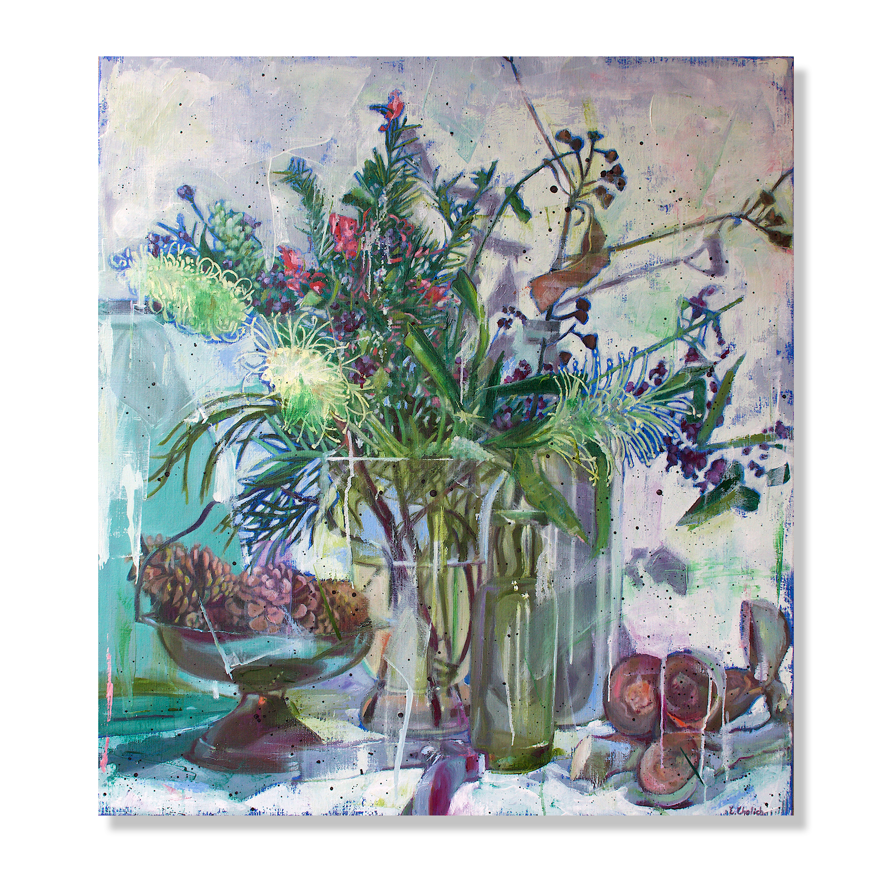 Artsite Galleries Artist, Erika Cholich selected as Finalist in Hawkesbury Art Prize, 2021. Image: Purloined Loveliness, 2021.