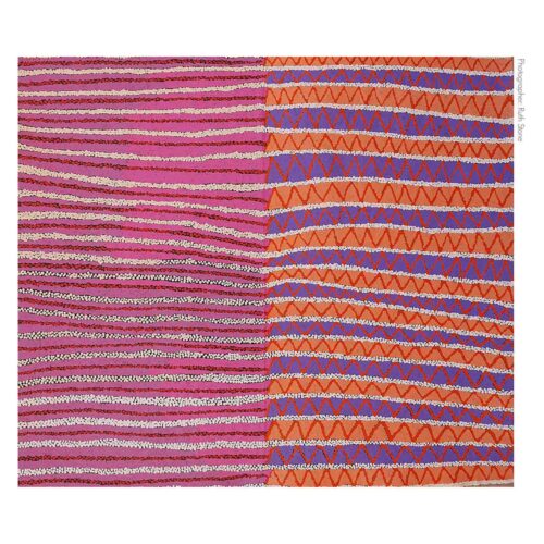 Freda Teamay: My Country, 2018 ( EX1705AS). Freda Teamay is an emerging artist from the Central Desert Mutitjulu Community in the Uluru-Katajuta National Park NT
